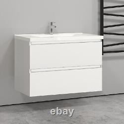 800mm Matt White Bathroom Vanity Unit and Sink Basin Wall-Mounted Home Furniture