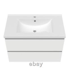 800mm Matt White Bathroom Vanity Unit and Sink Basin Wall-Mounted Home Furniture