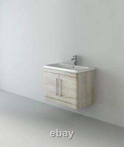 800mm Oak Wall Hung Bathroom Vanity Unit & Basin- 2 Door Ample Space Top Quality