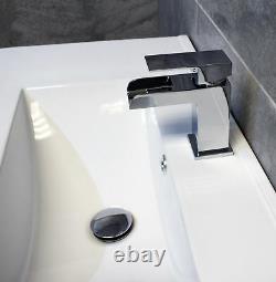 800mm Savu White Gloss Square Vanity Unit + Ceramic Basin Sink Drawer Unit