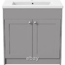 800mm Traditional Bathroom Vanity Unit Grey Basin Sink Storage Cabinet Furniture