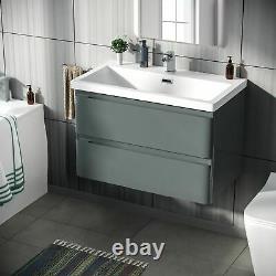 800mm Vanity Cabinet Basin Sink Grey Bathroom Wall Hung Storage Unit Chavis