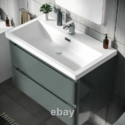 800mm Vanity Cabinet Basin Sink Grey Bathroom Wall Hung Storage Unit Chavis
