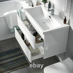 800mm Vanity Cabinet Basin Sink White Bathroom Wall Hung Storage Unit Chavis