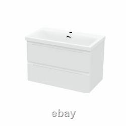 800mm Vanity Cabinet Basin Sink White Bathroom Wall Hung Storage Unit Chavis