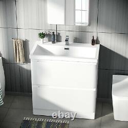 800mm White Flat Pack Vanity Cabinet Basin Sink Bathroom Unit Chavis