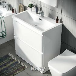 800mm White Flat Pack Vanity Cabinet Basin Sink Bathroom Unit Chavis