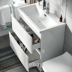 800mm White Flat Pack Vanity Cabinet Basin Sink Bathroom Unit Chavis