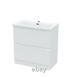 800mm White Flat Pack Vanity Cabinet Basin Sink Bathroom Unit Chavis