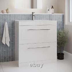 800mm White Freestanding Vanity Unit with Basin and Chrome BUN/BeBa 25772/77386