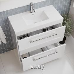 800mm White Freestanding Vanity Unit with Basin and Chrome BUN/BeBa 25772/77386