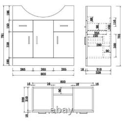 850mm Bathroom Vanity Unit & Basin Sink Tap + Waste Gloss White Floorstanding