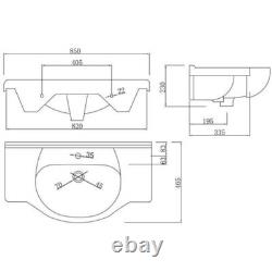 850mm Bathroom Vanity Unit & Basin Sink Tap + Waste Gloss White Floorstanding