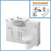 850mm Gloss White Bathroom Vanity Unit Cabinet Wc Unit Btw Toilet (1350mm Run)