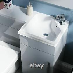 900 Cloakroom RH Light Grey Vanity Unit Basin Sink with Rimless Toilet Elora