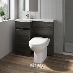 900 mm Bathroom Vanity Unit Basin Toilet Combined Furniture Left Hand Charcoal