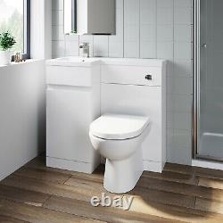 900mm Bathroom Vanity Unit Basin Sink Toilet Combined Furniture Left Hand White