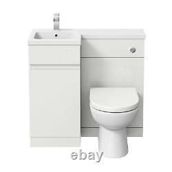 900mm Bathroom Vanity Unit Basin Sink Toilet Combined Furniture Left Hand White