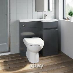 900mm Bathroom Vanity Unit Basin Sink Toilet Combined Furniture Right Hand Grey