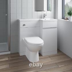 900mm Bathroom Vanity Unit Basin Sink Toilet Combined Furniture Right Hand White