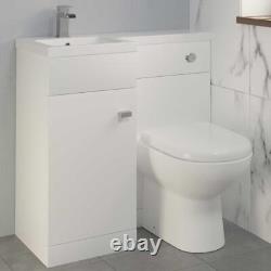 900mm Bathroom Vanity Unit Basin & Toilet Combined Furniture Left Hand White