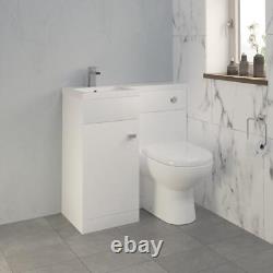 900mm Bathroom Vanity Unit Basin & Toilet Combined Furniture Left Hand White