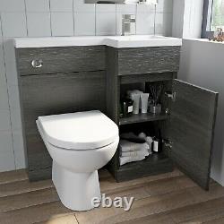 900mm Bathroom Vanity Unit Basin Toilet Combined Furniture Right Hand Charcoal