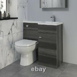 900mm Bathroom Vanity Unit Basin & Toilet Combined Furniture Right Hand Grey