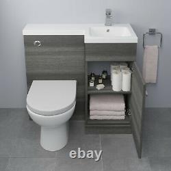 900mm Bathroom Vanity Unit Basin & Toilet Combined Furniture Right Hand Grey