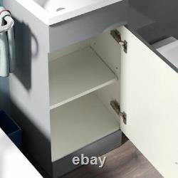 900mm Light Grey LH WC Basin Vanity Sink and Toilet Unit Suite Elen
