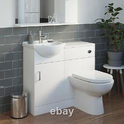 950mm Toilet and Bathroom Vanity Unit Combined Basin Sink Furniture Gloss White