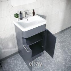 Afern 500mm Freestanding Vanity Unit Cabinet & Wash Basin Steel Grey Flat Pack