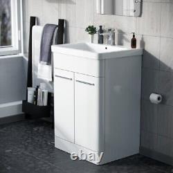Afern 600mm MDF Vanity Unit Cabinet & Wash Ceramic Basin White Flat Pack