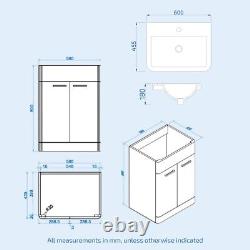 Afern 600mm MDF Vanity Unit Cabinet & Wash Ceramic Basin White Flat Pack