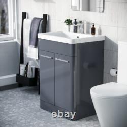 Afern 600mm Vanity Unit Cabinet and Wash Basin Steel Grey- Flat Pack