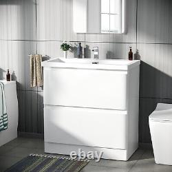 Alaska 800mm Freestanding 2-drawer White Vanity Cabinet Basin Unit