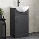 Alpine Black Freestanding Cloakroom Vanity Unit With Basin 450mm