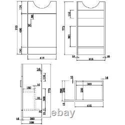 Alpine Black Freestanding Cloakroom Vanity Unit with Basin 450mm