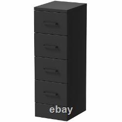 Alpine Black Toilet & Basin Vanity Unit Combination with Drawer Unit 1165mm