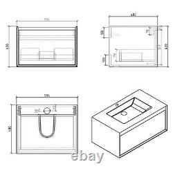 Annamae Vanity Unit Wall Hung Dark Oak Wood Effect & Matt Black Basin 600mm