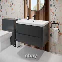 Anthracite Grey Wall Hung Vanity Unit & Basin 800mm Modern Bathroom Storage