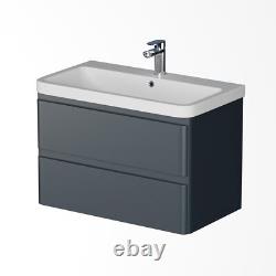 Anthracite Grey Wall Hung Vanity Unit & Basin 800mm Modern Bathroom Storage