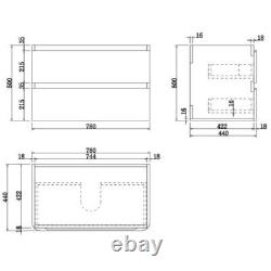 Anthracite Grey Wall Hung Vanity Unit & Basin 800mm Modern Bathroom Storage