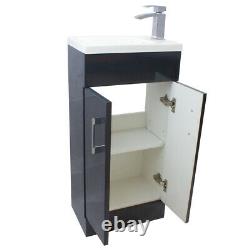 Anthracite Square Basin Vanity Unit Bathroom Compact Cloakroom Furniture