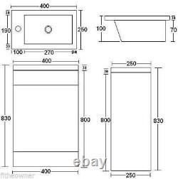 Anthracite Square Basin Vanity Unit Bathroom Compact Cloakroom Furniture + Tap