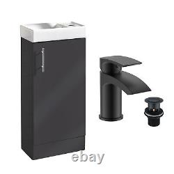 Anthracite Vanity Unit Including Ceramic Basin/Sink & Black Mixer Tap inc Waste