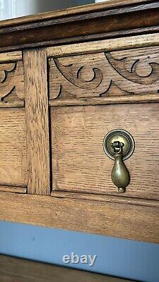 Antique Vintage Solid Oak Bespoke Bathroom Double Sink Basin Vanity Unit