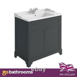 Arabella Traditional Vintage Grey Vanity Storage Unit with Ceramic Sink 80cm