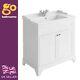 Arabella Traditional Vintage White Vanity Storage Unit With Ceramic Sink 80cm