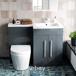 Aric 1100 RH Freestanding Grey Vanity, BTW Rimless Toilet, WC & Basin Flat Pack